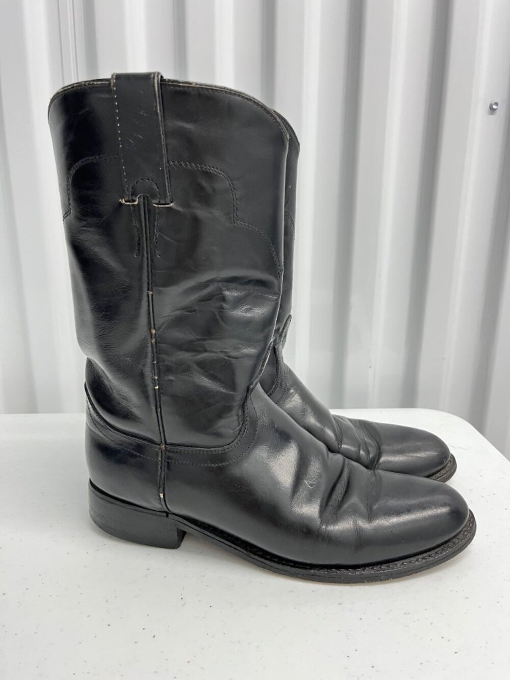 Tony Lama Vintage 90's Black Leather Cowboy Western Boots Size 5.5B